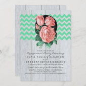 Mint en Roze Rustieke Chic Engagement Party Kaart (Voorkant / Achterkant)