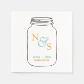 Mint en Tangerine Mason Jar Monogrammed Wedding Servetten (Voorkant)