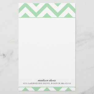 Mint en White Chevron   Gepersonaliseerde schrijfb Briefpapier