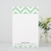 Mint en White Chevron | Gepersonaliseerde schrijfb Briefpapier (Staand voorkant)