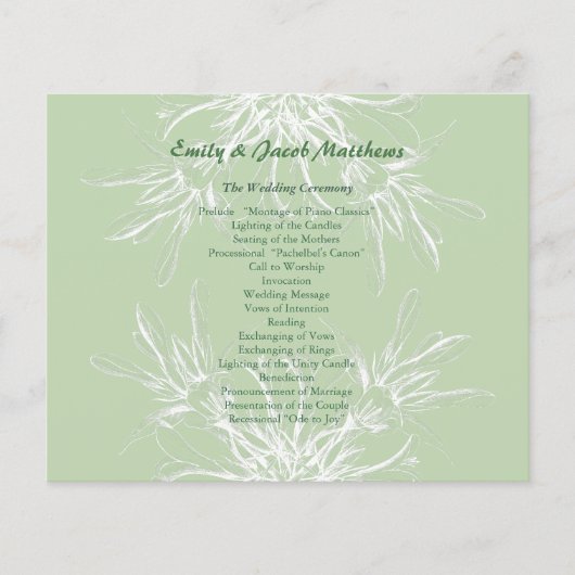 Mint en White Floral Wedding Programme (Voorkant)
