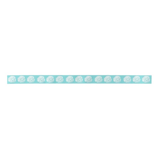 Mint en White Seashells Satin Ribbon Lint (Voorkant)