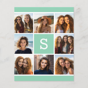 Mint en witte foto collage met monogram