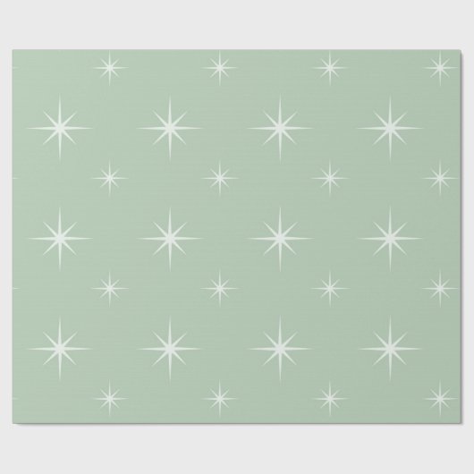 Mint- en witte Star-lampjes Cadeaupapier (Vlak)