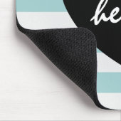 mint en witte strepen Hallo hart Muismat (Hoek)