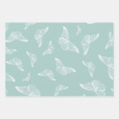 Mint en witte  vlinders inpakpapier vel (Voorkant 2)