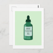 Mint Essential Oil Bottle Drawing Briefkaart (Voorkant / Achterkant)