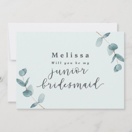 Mint Eucalyptus Junior Bridesmaid proposal Kaart (Voorkant)
