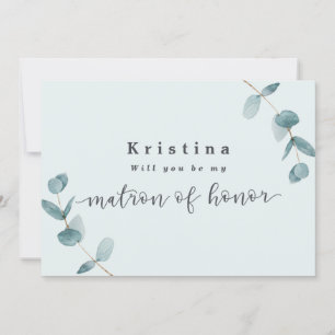 Mint Eucalyptus Matron of Honor proposal Kaart
