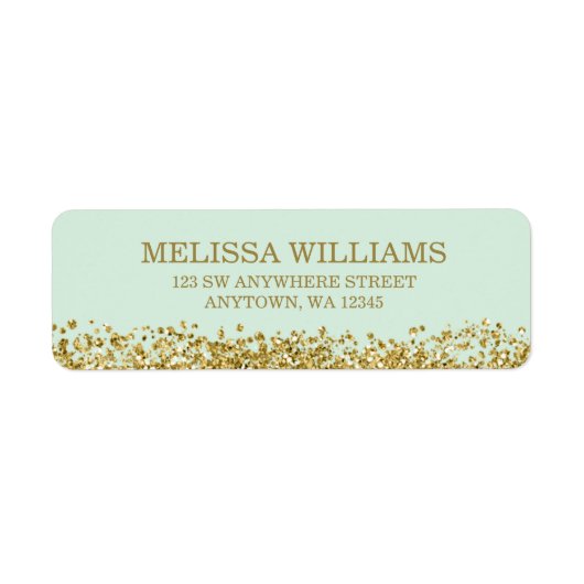 Mint Faux Gold Glitter Etiket (Voorkant)