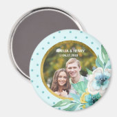 Mint Faux Gold, Waterverf Floral Wedding Foto Magneet (Voorkant / Achterkant)