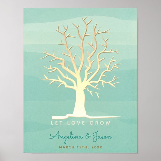Mint Fingerprint Tree Weddenschap Book Poster (Voorkant)