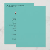 Mint Flamingo Baby shower Kaart (Voorkant / Achterkant)