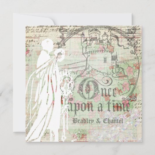 Mint Floral eens op een Uitnodiging van de Tijd va (Voorkant)