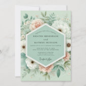Mint Floral Enchantment Wedding Kaart (Voorkant)