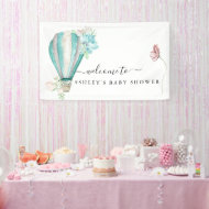 Mint Floral heteluchtballon Baby shower Spandoek