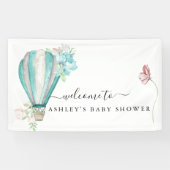 Mint Floral heteluchtballon Baby shower Spandoek (Horizontaal)