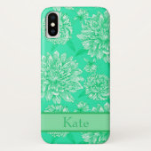Mint Floral Monogram Case-Mate iPhone Case (Achterkant)