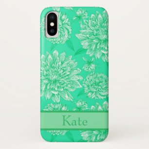 Mint Floral Monogram iPhone X Hoesje