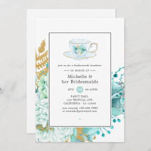 Mint Floral Wedding Bridesmaids Luncheon Kaart