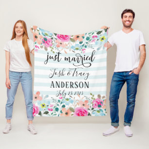 Mint Flower net gehuwde aankondiging Fleece Deken