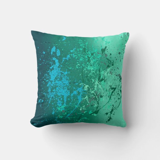 Mint Flurry Abstract Spat Kunst Kussen (Voorkant)