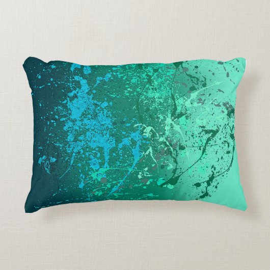 Mint Flurry: Abstract spatter art Accent Kussen (Voorkant)