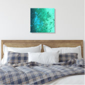 Mint Flurry Abstract Spatter Art Canvas Afdruk (Insitu (Slaapkamer))