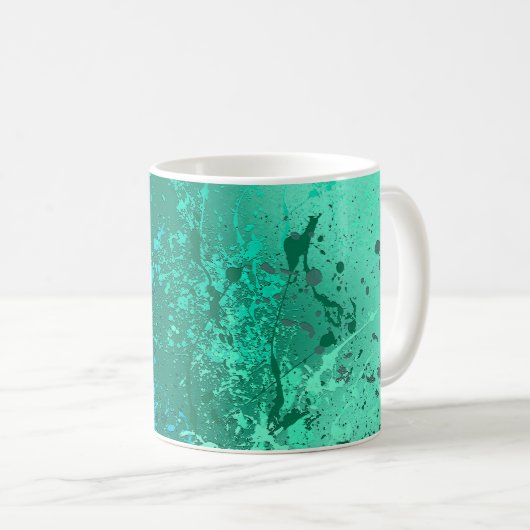 Mint Flurry Abstracte Spatart Koffiemok (Voorkant rechts)