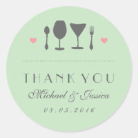 Mint fork Spoon Wedding Dank je Sticker