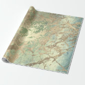 Mint Foxier Gold Marble Shiny Metallic Strokes Cadeaupapier (Uitgerold)