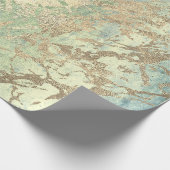 Mint Foxier Gold Marble Shiny Metallic Strokes Cadeaupapier (Hoek)