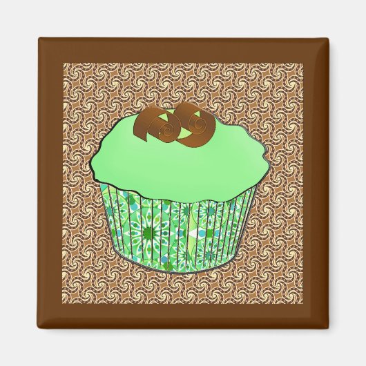 Mint-Frosted Chocolate Cupcake, Fractal Background Magneet (Voorkant)