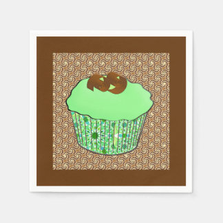 Mint-Frosted Chocolate Cupcake, Fractal Background Servet