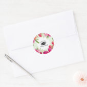 Mint | Fuchsia Floral Afstuderen Ronde Sticker (Envelop)