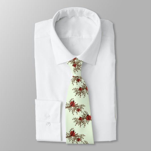 Mint Funny Ladybug Couple voor man Stropdas (Gebonden)