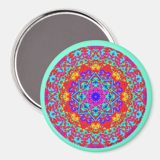 Mint Fuschia Mandala Style Magnet (Recto/Verso)