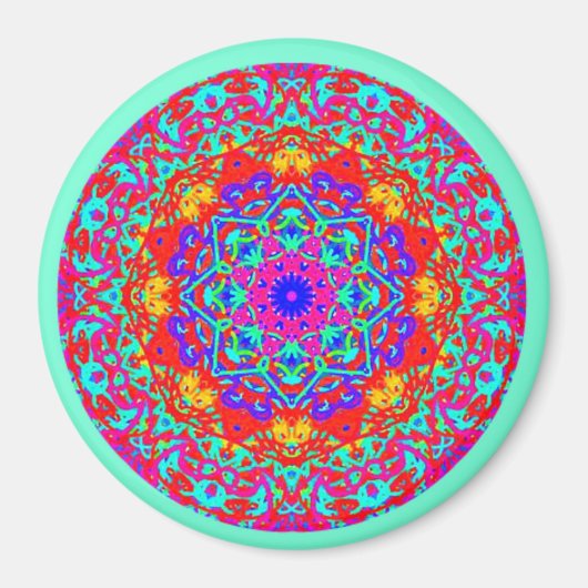 Mint Fuschia Mandala Style Magnet (Devant)