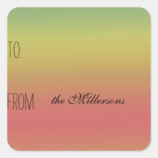 Mint geel koraal ombre cadeau Label (Voorkant)