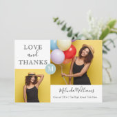 Mint & Geel Monogram Foto Hartelijk dank Afstudere Aankondiging (Staand voorkant)