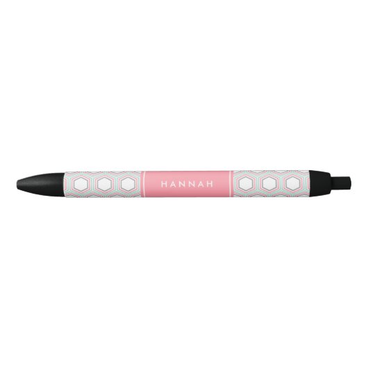 Mint Geometric Pattern Monogram Zwarte Inkt Pen (Voorkant)