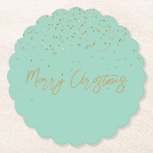 Mint Gepersonaliseerde Gouden Naam Glitter Sparkle Kartonnen Onderzetters (Voorkant)