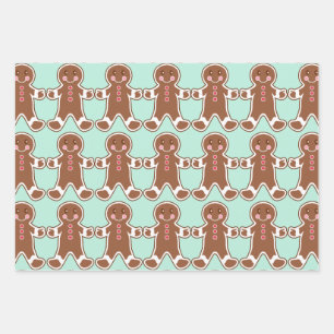 Mint Gingerbread Cookies Wrapping Paper
