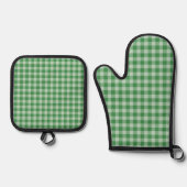 Mint Gingham Stripes Ovenwant & Pannenlap Set (Voorkant)