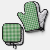 Mint Gingham Stripes Ovenwant & Pannenlap Set (Voorkant / Achterkant)