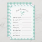 Mint Gingham Vind de gast die douche spel Kaart (Voorkant / Achterkant)