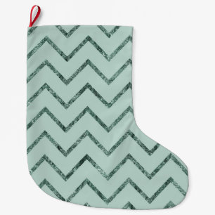 Mint Glam Chevron zigzag strepen Grote Kerstsok