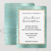 Mint Glam Gold Sparkle Confetti Wedding Kaart (Voorkant / Achterkant)