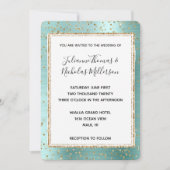 Mint Glam Gold Sparkle Confetti Wedding Kaart (Voorkant)