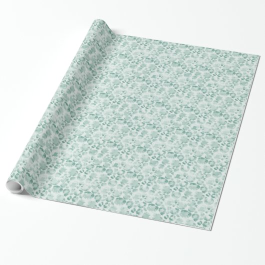 Mint Glam Leopard Print Cadeaupapier (Uitgerold)